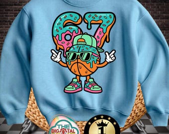 67 Basketball Ice Cream Drip PNG, Funny Gen Alpha 67 Meme, Kids Six Seven Shirt Design, digitale download sportafbeelding