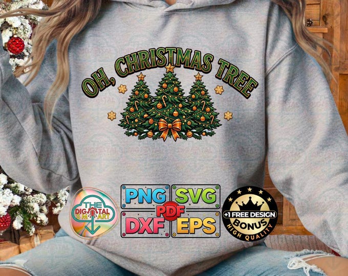 Oh Christmas Tree Design (png, svg, dxf, eps, pdf)