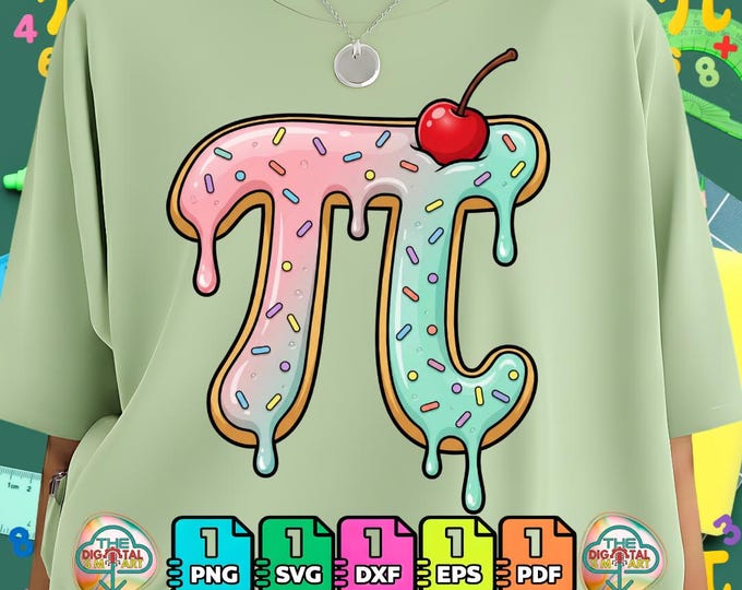 Funny Ice Cream Pi Png Day Math Dessert Lovers Svg Digital Download Dxf