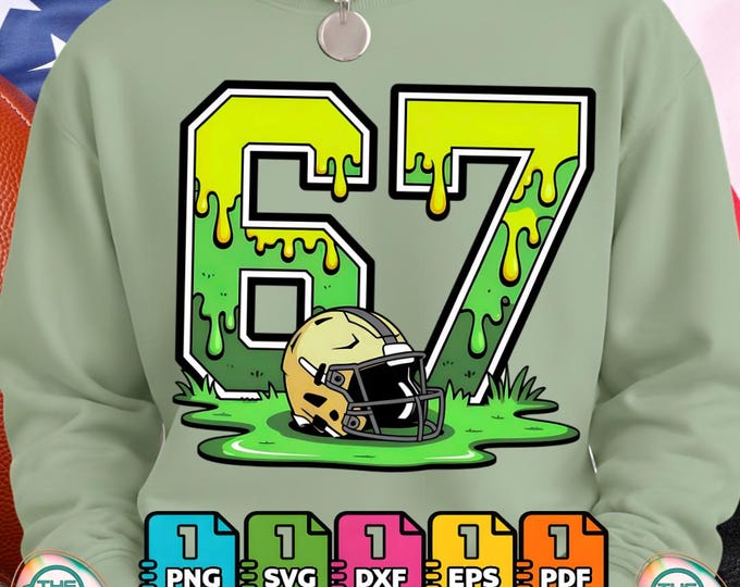 Football 67 Six Seven Meme Funny Drip American Humor Digital Png Dxf Svg Download