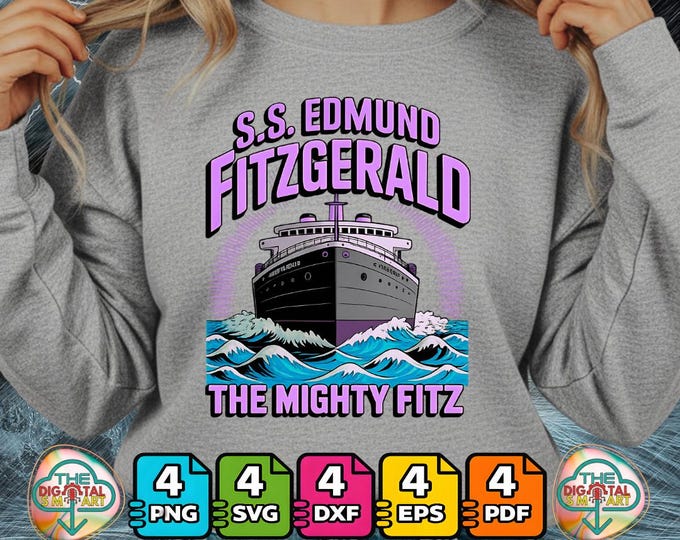 Men Women Mighty Fitz Lake Superior Ss Edmund Fitzgerald Heritage Digital Png Bundle Svg