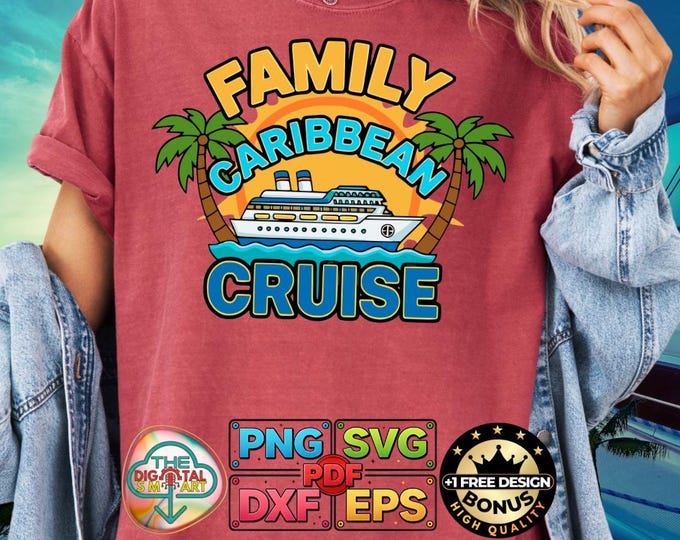 Caribbean Cruise Family Vacation Tropical Beach Paradise Png Dxf Svg Eps Files Digital Download
