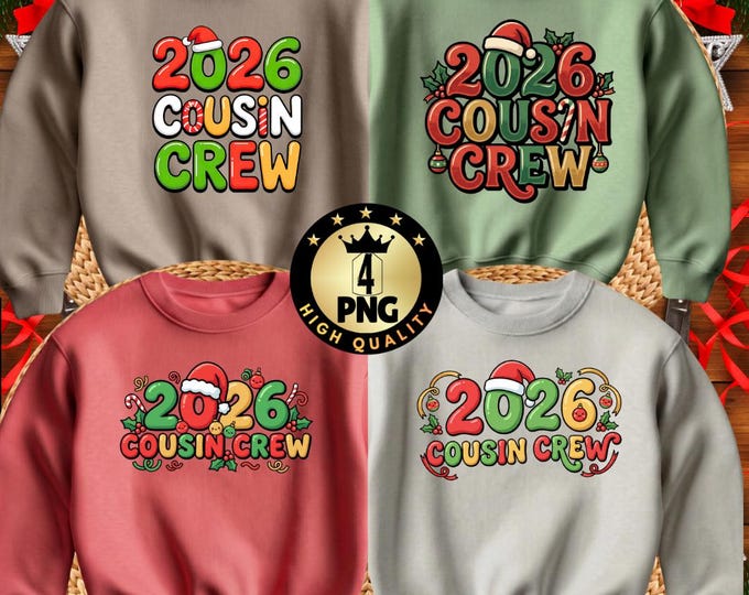 Cousin Crew 2026 Christmas PNG – Funny Family Holiday Sublimation (Digital Download)