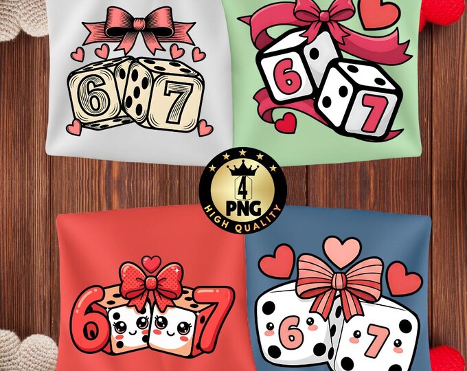 Preppy 67 Six Seven Valentine Png, Retro Dice 6 7 Design, Cherry Heart Playing Cards Png, Valentine Shirt Design