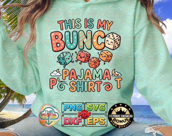 This Is My Bunco Pajama Funny Dice Night Png Family Matching Svg Digital Download