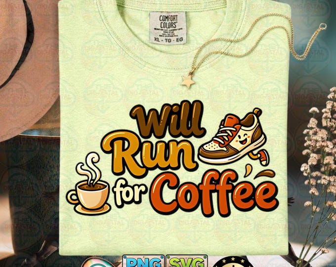 Will Run for Coffee Trail Running Family Matching Svg Running Club Png Digital Download