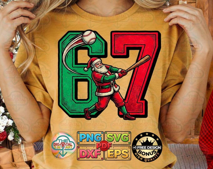 Santa Baseball 67 Xmas Six Seven (digital Download - Png, Svg, Dxf, Eps)
