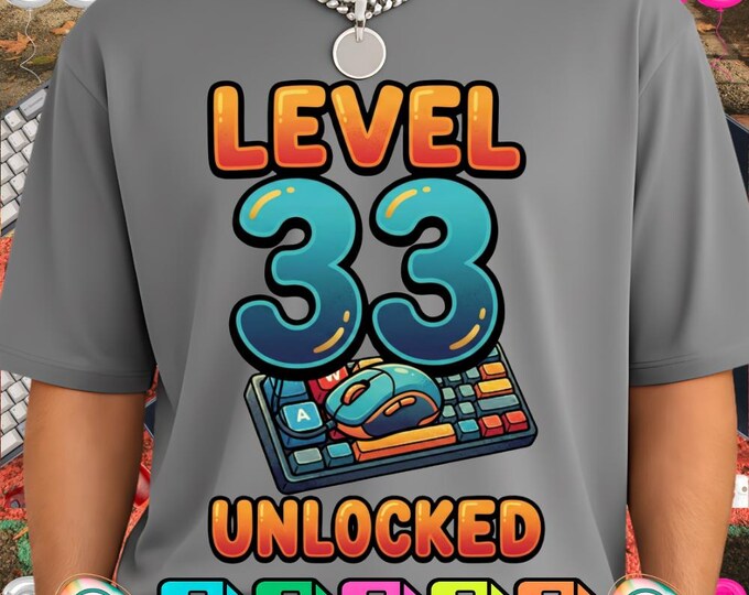 Level 33 Unlocked Gaming Keyboard 33rd Birthday Men Women Svg Png Dxf Digital Download