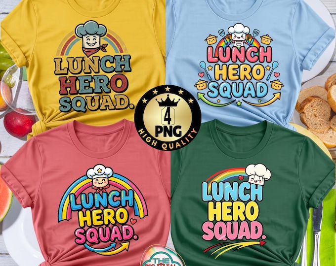 School Lunch Hero Squad PNG Bundle, Funny Cafeteria Worker Gift PNG, School Lunch Crew Shirt Design, Cafeteria Staff Digital Download