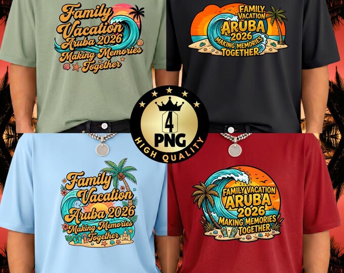 Funny Aruba 2026 Family Vacation Making Memories Together Beach Matching PNG Bundle (Digital Download)