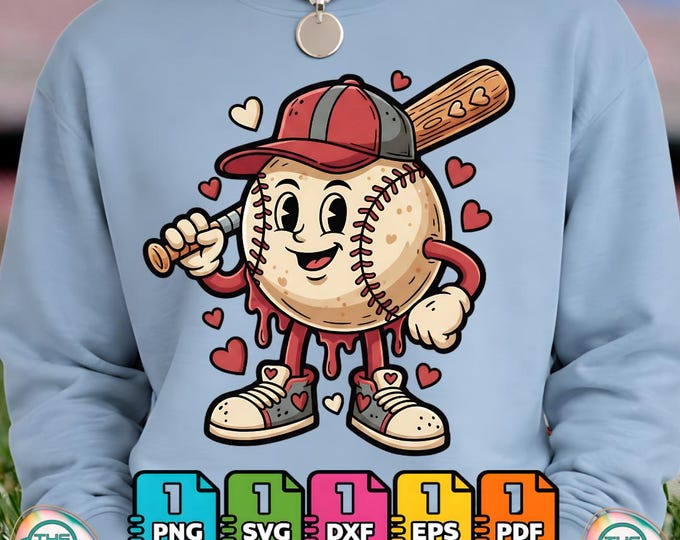 Baseball Drip Ice Cream Sunglasses Boys Youth Kids Valentine Png Svg for Commercial Use