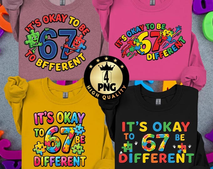 It's Okay to Be Different Autism Awareness Kid Png Shirt Humor Design, Rainbow Puzzle Neurodiversity Png   Digital Download