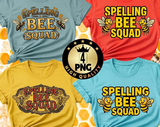 Spelling Bee Squad PNG, Teacher Graphic, Bee Cartoon Design (Digital Download)