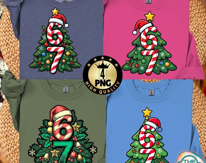 Funny Candy Cane Christmas Tree PNG Bundle (Digital Download)