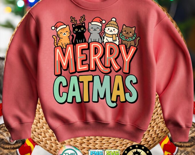 Christmas Cat Merry Catmas Funny Meme Gift Svg Xmas Cat Lovers Png Digital Download