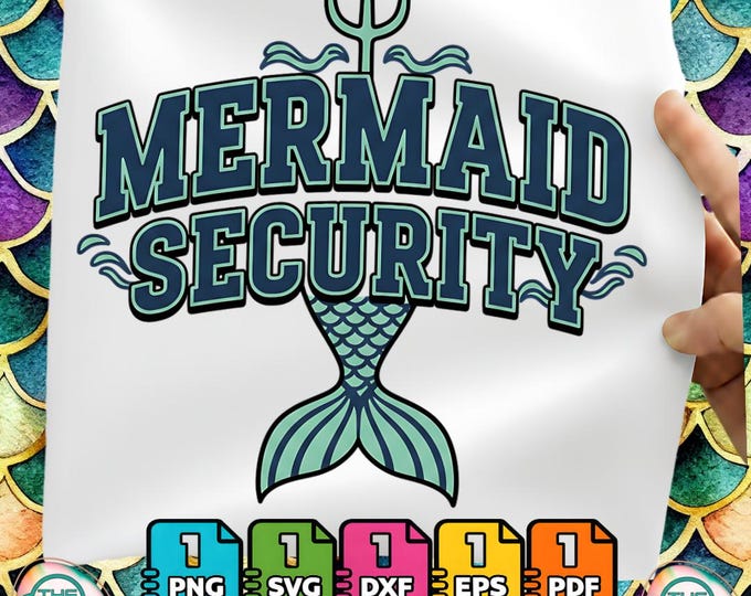 Mermaid Security Funny Dad Swimmer Family Mermaid Halloween Png Svg Bundle Digital Download