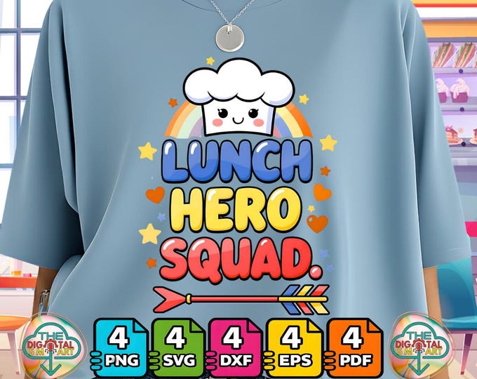 School Lunch Hero Squad Cafeteria Workers Crew Lady Digital Png Graphics Svg Digital Download
