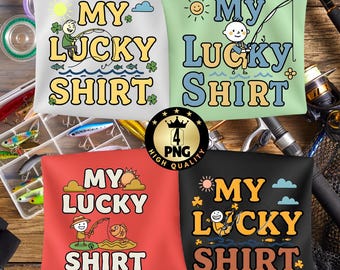 My Lucky Shirt Fishing Png, Funny Fly Fishing Png, Retro Fishing Art, Fisherman Humor Design, Outdoor Fishing Lover Gift, Digital Download