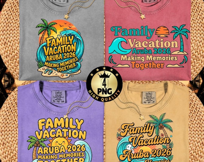 Family Vacation Aruba 2026 Beach Matching Shirt Png Family Vacay Png Bundle (digital Download)