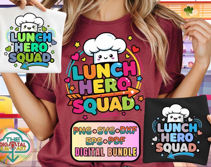 School Lunch Hero Squad Cafeteria Workers Crew Lady Digital Png humor Svg Bundle gift