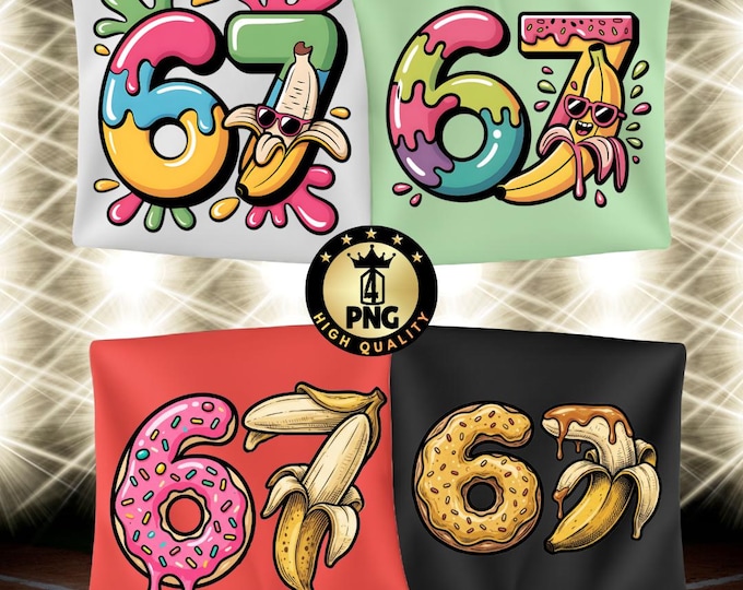 Funny 67 Dabbing Banana Baseball Png Ice Cream Drip Meme Cartoon 67 Digital Download