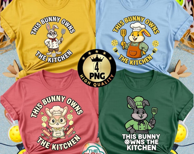 Bunny Pickleball Player PNG, Easter Chef Rabbit, Funny Kitchen Design (Digital Download)