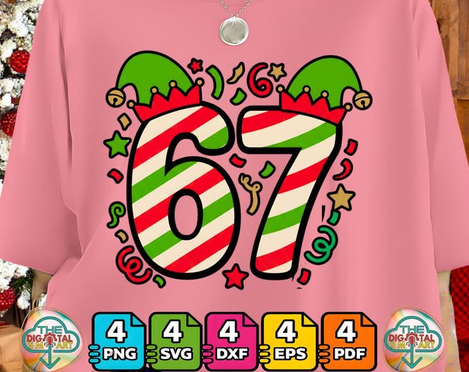 Viral 67 Christmas Elf Hat Six Seven Meme Elves Trend Png Svg Digital Download
