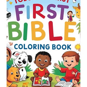 Primer libro para colorear de la Biblia para niños pequeños (descarga instantánea) / Historias desde la Creación hasta la Resurrección / Ayuda a los niños pequeños a aprender la Biblia de forma divertida