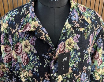 Velitto.co Men’s Jacquard Floral Overshirt/ Jackets | Elegant Casual Partywear | Boho Vintage Style Outerwear