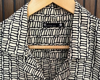 Velitto.co Cream Abstract Print Rayon Shirt | Soft Casual Button-Up for Men