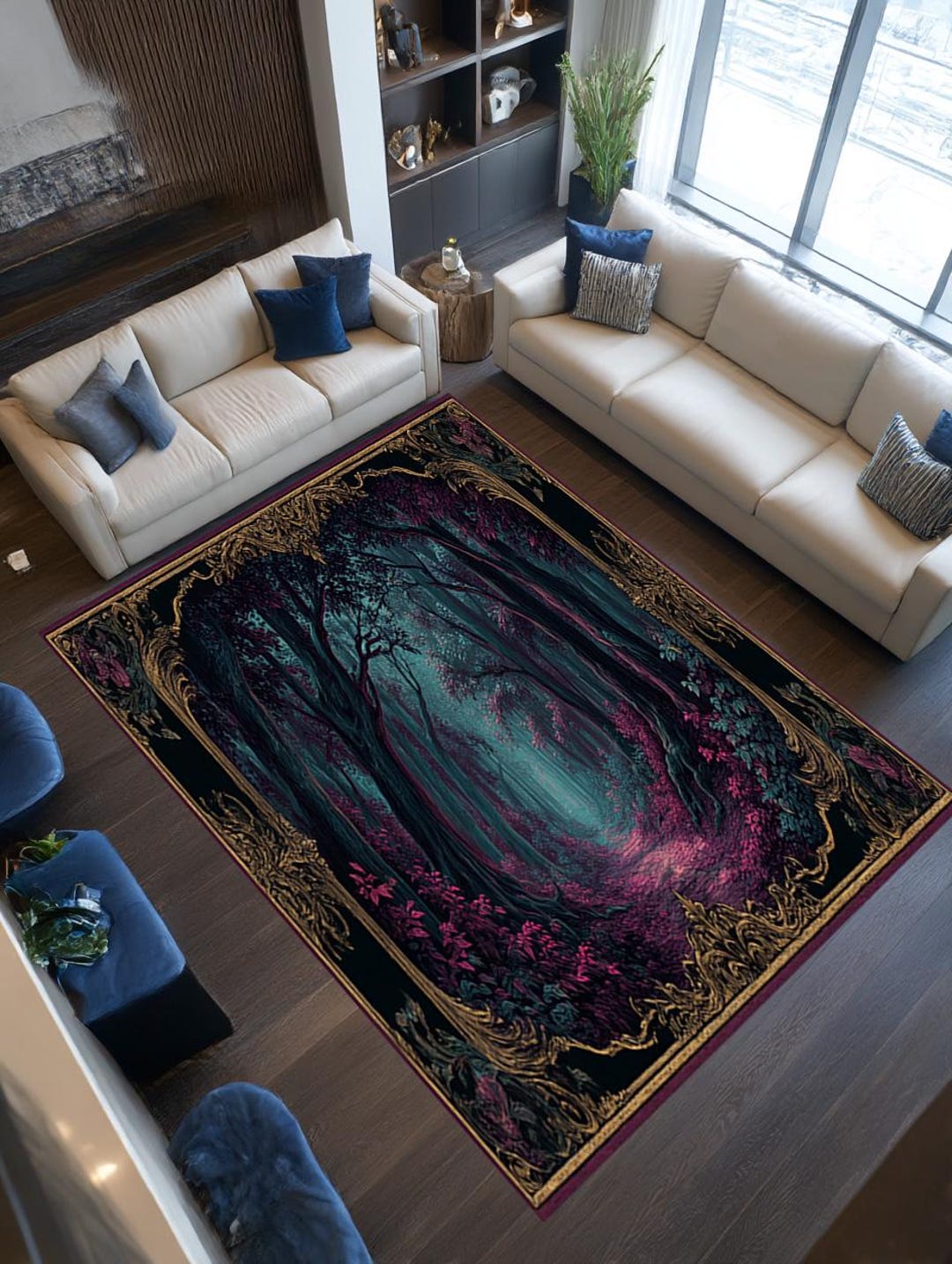 Dark Fantasy Forest Rug Enchanted Woodland Path Gothic Statement Area ...