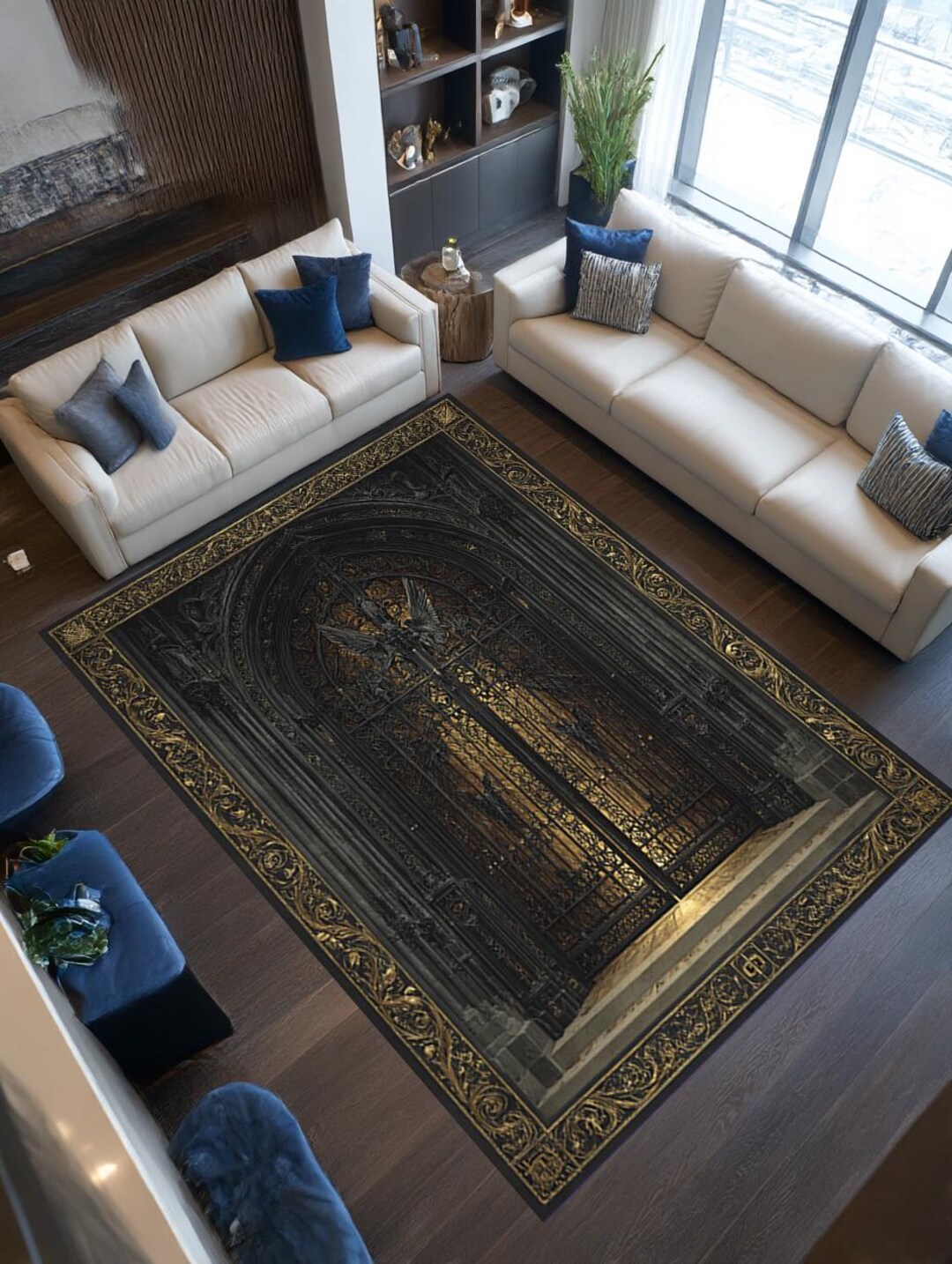 Cathedral Rug Gothic Cathedral Gate Rug, Dark Academia Angel Doorway Area Rug - Etsy
