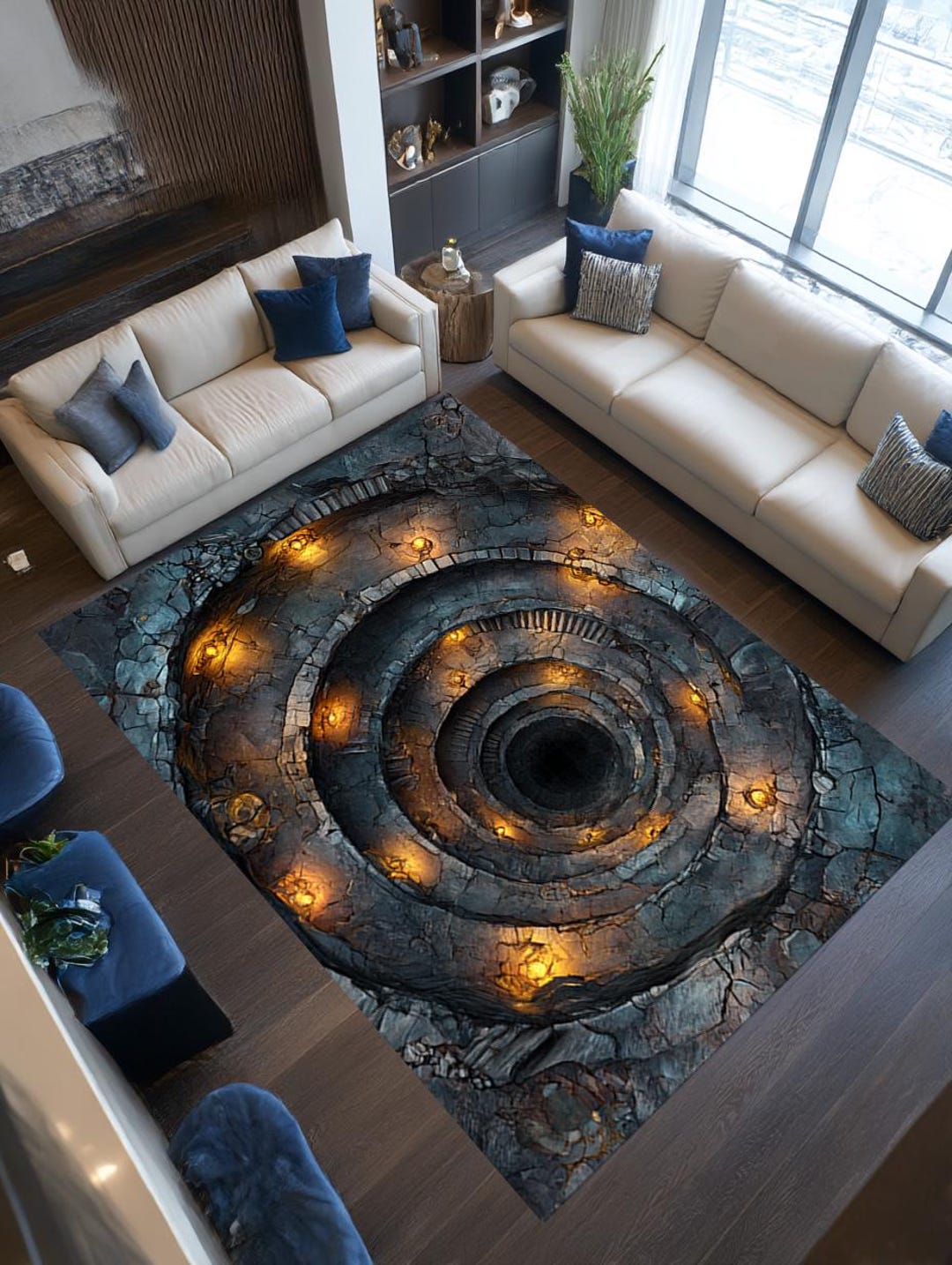 3D Spiral Dungeon Rug, Dwarven Mine Design, Fantasy RPG Gamer Illusion ...