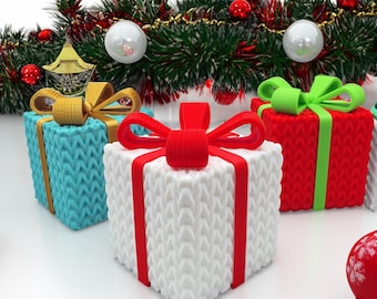 Caja de regalo navideña multicolor con impresión 3D