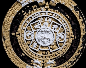 Arte mural impreso en 3D: Calendario Azteca/Maya - Escultura decorativa de 23 cm