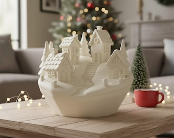 Adorno de pueblo navideño impreso en 3D, casa en miniatura personalizada, decoración para árbol de Navidad, regalo festivo para el hogar