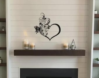 Tapiz de pared con diseño de rosa y mariposa