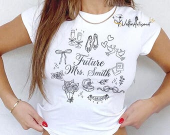T-shirt voor toekomstige mevrouw Smith, SVG PNG | Bruid in spe SVG | Ontwerp voor een vrijgezellenfeestshirt | Cricut snijbestand voor bruiloft