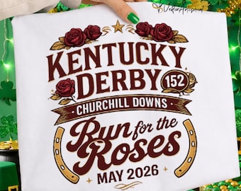 Kentucky Derby 2026 SVG PNG - 152nd Run for the Roses Digital Design - Churchill Downs Horse Racing Clipart- Retro Equestrian Vector