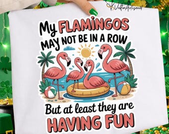 Tropical Flamingo PNG SVG, Funny Summer Quote Having Fun Design, Cute Cartoon Flamingos Clipart, Sublimation Graphic, Cricut Printable File