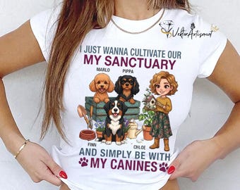 Dog Lover SVG PNG, Custom Dog Names Portrait, My Canines Sanctuary Quote, Pet Mom Gift, Floral Garden Dog Design, Cricut Cut File