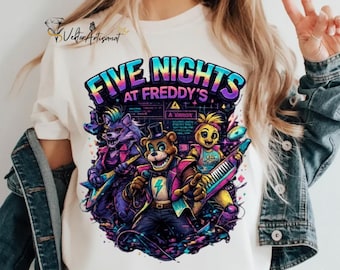 FNAF Chaotic And Ironic Birthday Party PNG SVG shirt Gift, Retro Arcade Game, Five Nights at Freddy's. Retro Freddy Fazbear, Horror Game