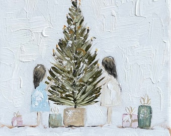 Original Figurative Painting 'Setting up the Christmas Tree'