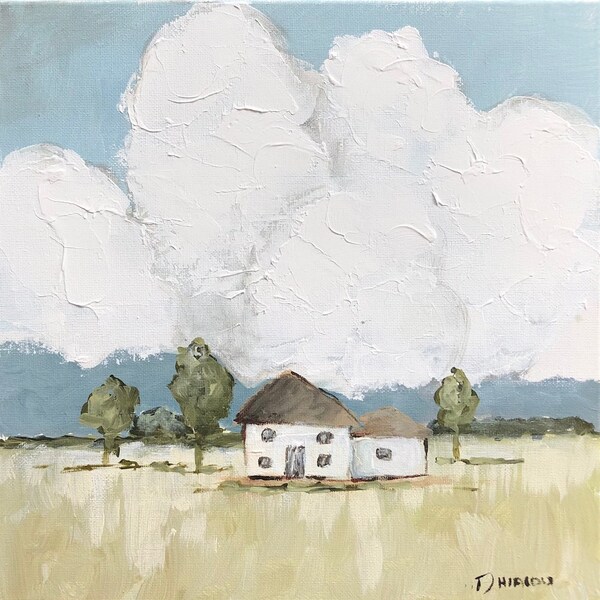 Original Landscape Farmhouse Painting on Canvas