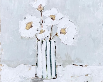 Original Still Life Painting &#39;Blue Striped Vase&#39;