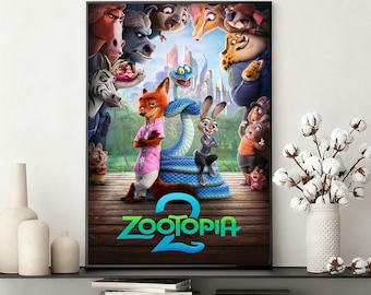 Póster de la película Zootopia 2 / Lienzo decorativo sin marco para pared / Decoración del hogar