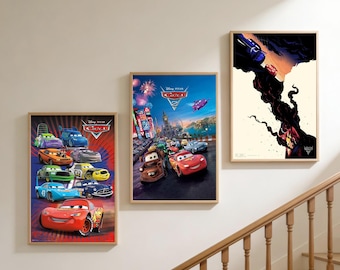 Póster de la película Cars / Lienzo decorativo sin marco / Decoración para el hogar y la oficina / Opción de regalo original