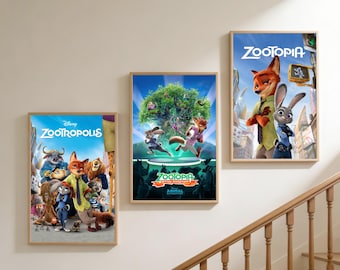 Póster de la película Zootopia / Lienzo decorativo sin marco para pared / Decoración para el hogar y la oficina