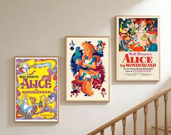 Póster de la película Alicia en el País de las Maravillas / Lienzo decorativo sin marco para pared / Decoración para el hogar y la oficina