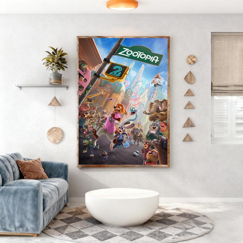 Zootopia 2 Movie Poster | Frameless Canvas Wall Art | Home Office Decor ...